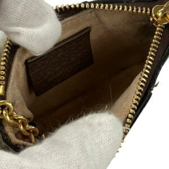 Gucci Coin Wallet case key GG Supreme Offdia Shelly Beige Brown Leather - Picture 3 of 8